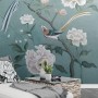 Vintage Peony Floral and Swallow Wallpaper Mural