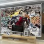 Vintage Car with Graffiti Brick Wallpaper Mural