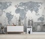 Vintage World Map with Old Hot Air Balloon Wallpaper Mural