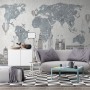 Vintage World Map with Old Hot Air Balloon Wallpaper Mural