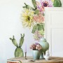 Watercolor Pink Yellow Cactus Florals Wall Decal Sticker