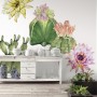 Watercolor Pink Yellow Cactus Florals Wall Decal Sticker