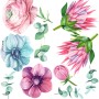 Watercolor Pink Protea with Ranunculus and Tulips Wall Decal Sticker