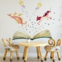 Kids Watercolor Unicorn and Dinosaurs in the Storybook Wall Decal Sticker