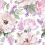 Watercolor Pink Floral Pattern with Wisteria Wallpaper Mural