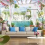3D Look Waterfall Landscape and Scenic Garden Wallpaper Mural