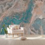 Turquoise Brown Wave Brush Wallpaper Mural