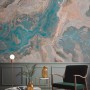 Turquoise Brown Wave Brush Wallpaper Mural