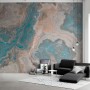 Turquoise Brown Wave Brush Wallpaper Mural