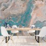 Turquoise Brown Wave Brush Wallpaper Mural