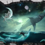 Sea Whales Sharkes Wallpaper Mural