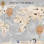 Kids World Map with Vintage Hot Air Balloon Wallpaper Mural