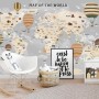 Kids World Map with Vintage Hot Air Balloon Wallpaper Mural