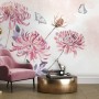 Retro Watercolor Pink Dandelion Flower Art Wallpaper Mural