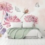Retro Watercolor Pink Dandelion Flower Art Wallpaper Mural