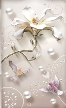 Mystic Walls MWZ0714 White Golden Flowers Flies HD 3D Wallpaper for  Bedroom, Hall[4 ft x 3 ft] / [122 cm x 91 cm] : Amazon.in: Home Improvement