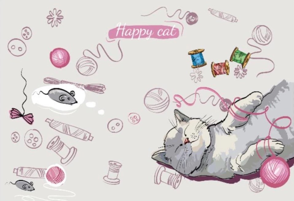 Kids Happy Cat Wallpaper Mural • Wallmur®