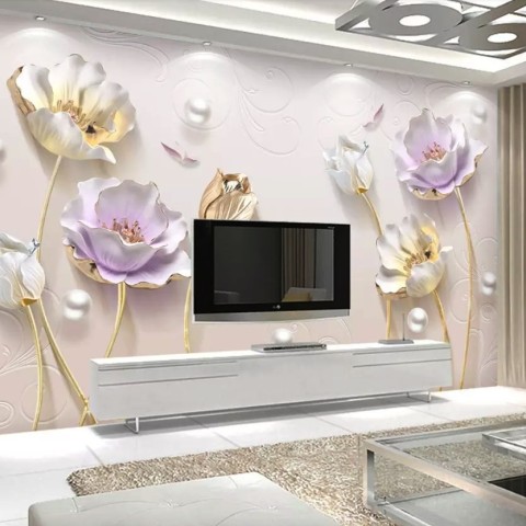 tulip embossed wallpaper