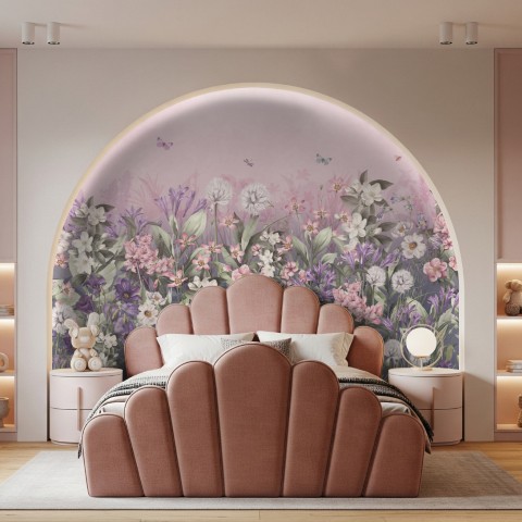 Soft Blooming Floral Meadow  Kids Wallpaper