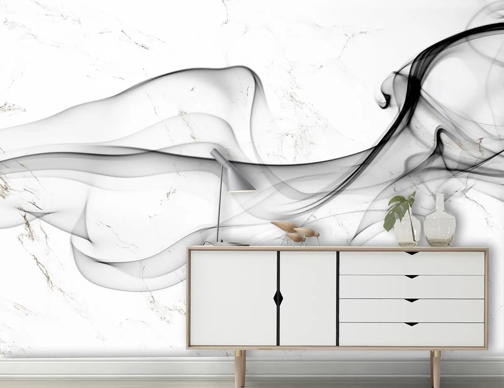 Dark Smoke with Marble Pattern Wallpaper Mural