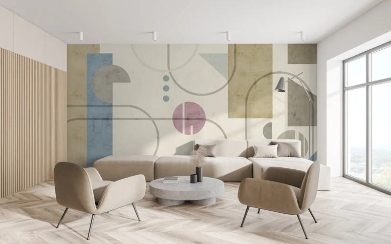 Soft Geometric Shape Art Wallpaper Mural