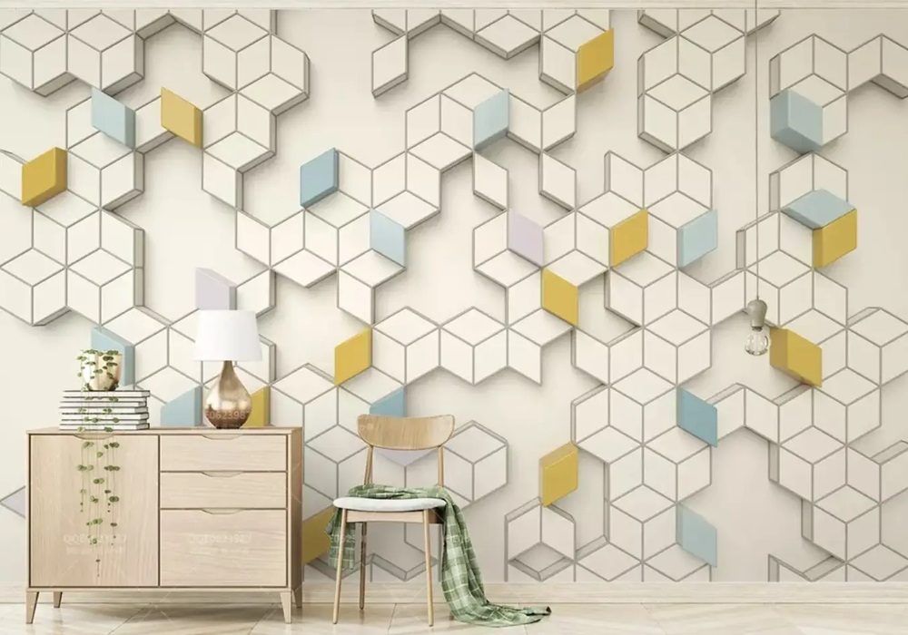 Geometric Honeycomb Pattern Wallpaper Mural